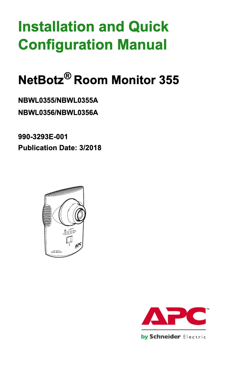 Page 1 de la notice Manuel utilisateur APC NBWL0356A