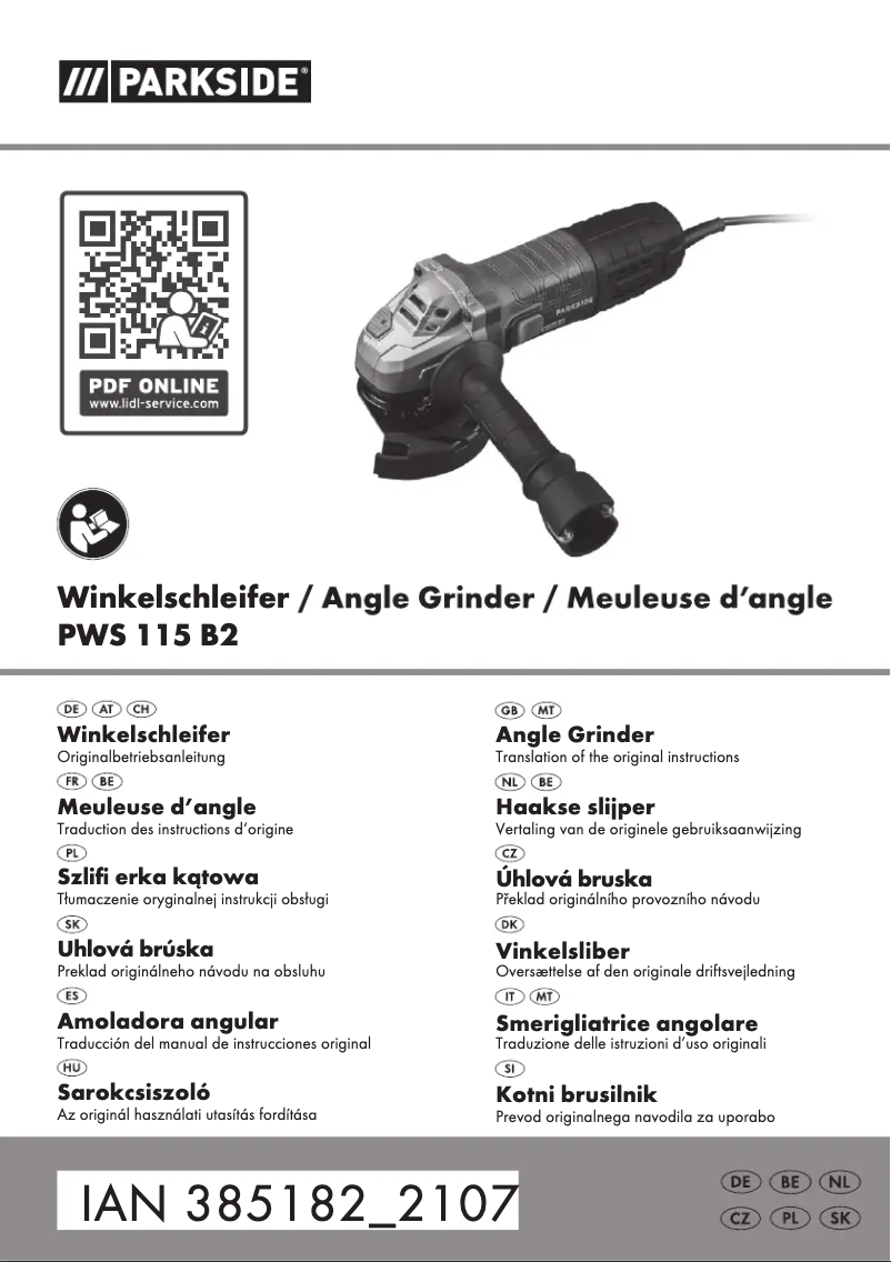 Page 1 of the manual User Manual Parkside PWS 125 B2