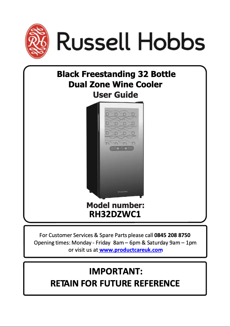 Page 1 de la notice Manuel utilisateur Russell Hobbs RH32DZWC1