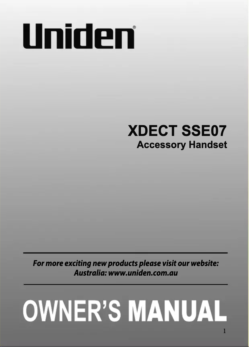 First page image of the manual for SS E07