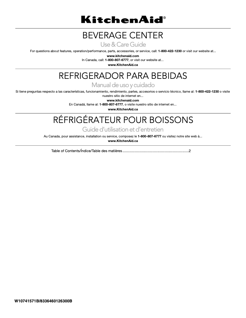 Page 1 de la notice Manuel utilisateur KitchenAid KUBR304EBS