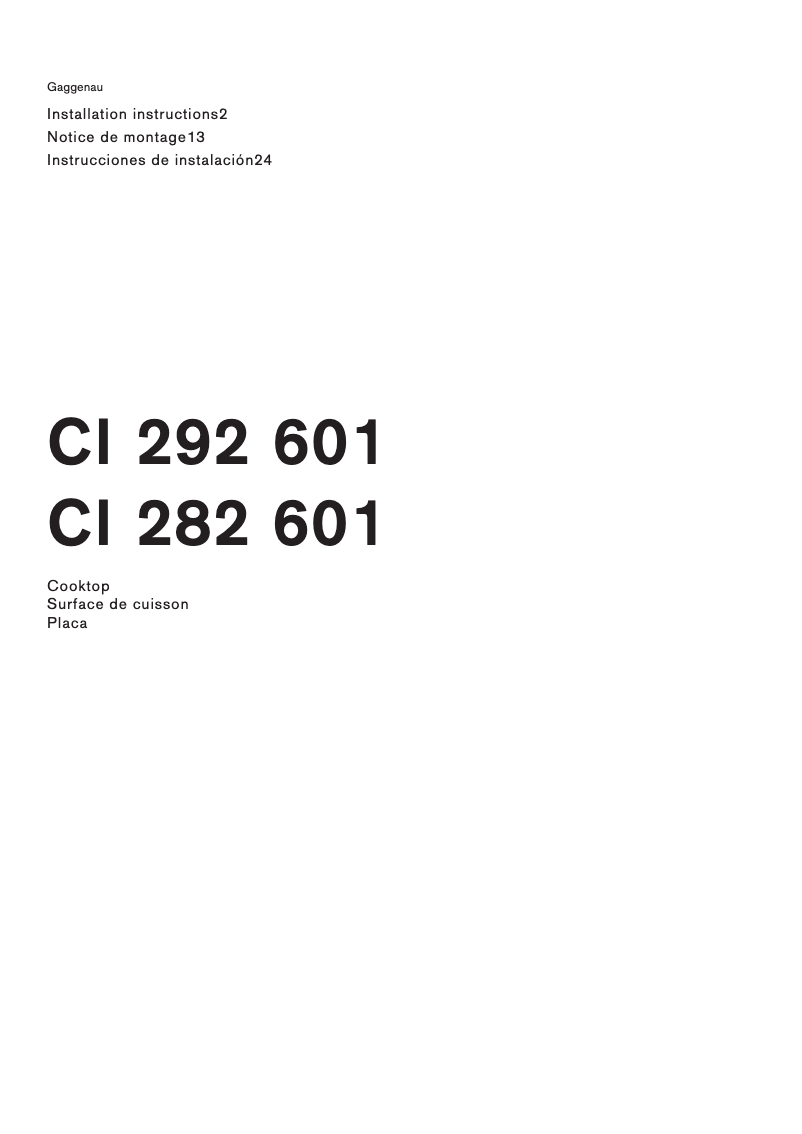 Image de la première page du manuel de l'appareil CI 292 601