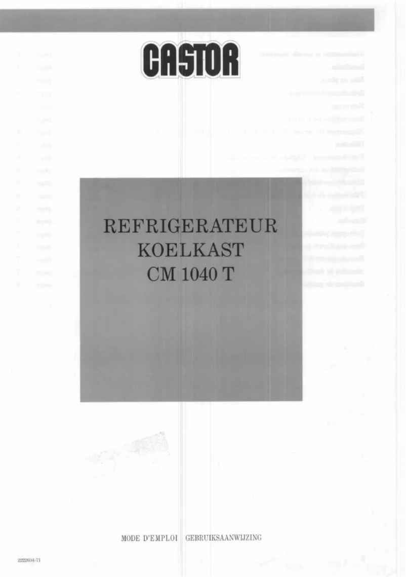 Page n°1 - Manuel utilisateur Castor CM 1040 T