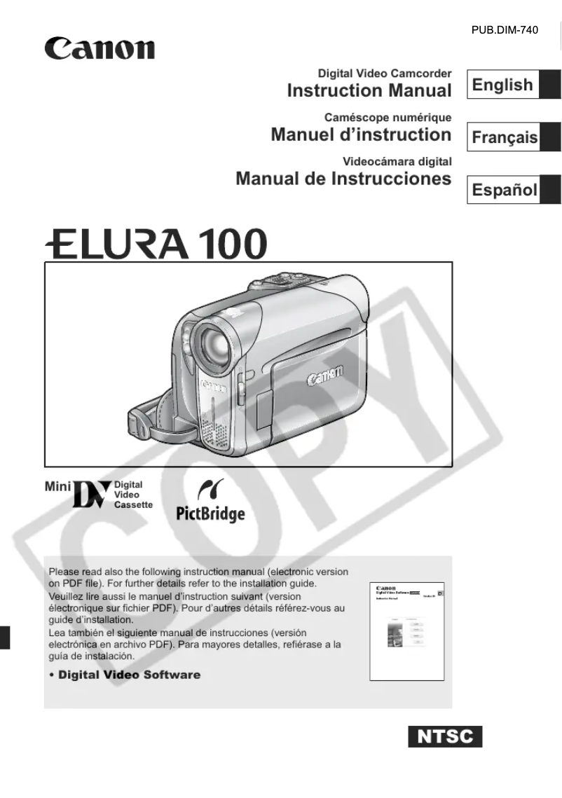 Imagen de la primera página del manual del dispositivo Elura 100