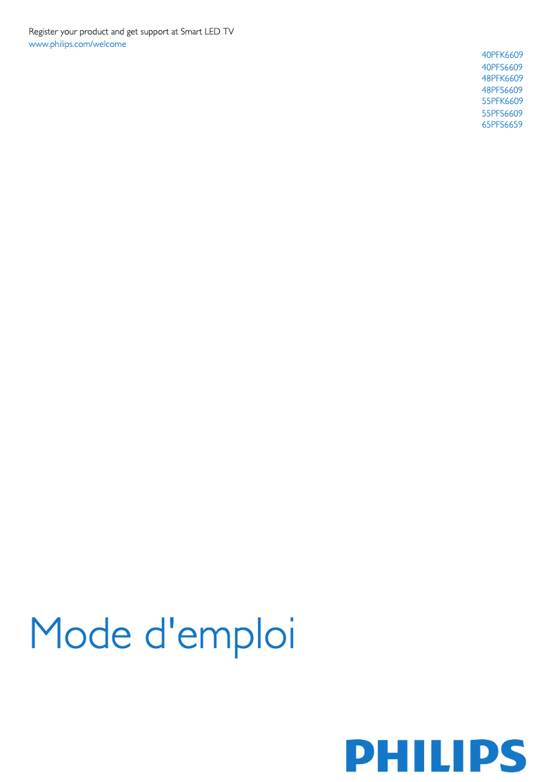Page 1 de la notice Manuel utilisateur Philips 55PFK6549
