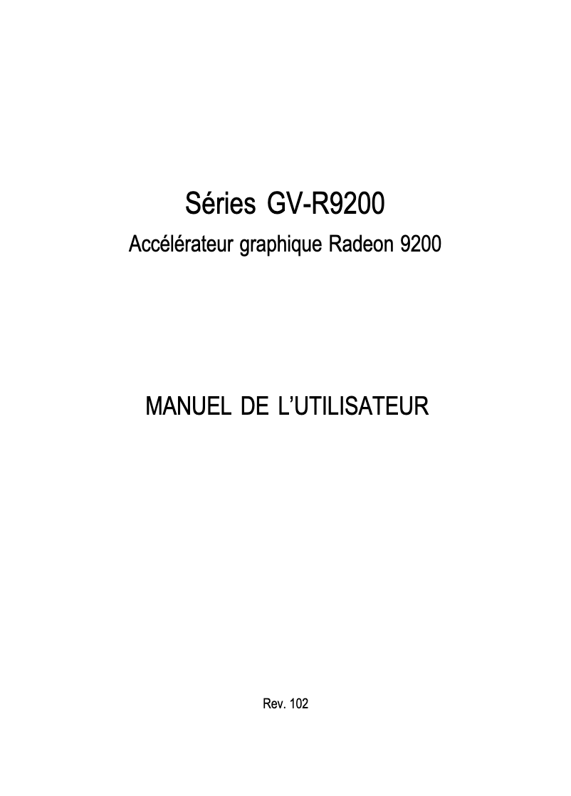 Page 1 de la notice Manuel utilisateur Gigabyte GV-R92128D