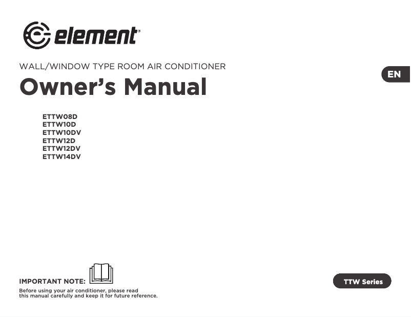 Page n°1 - Manuel utilisateur Element ETTW14DV