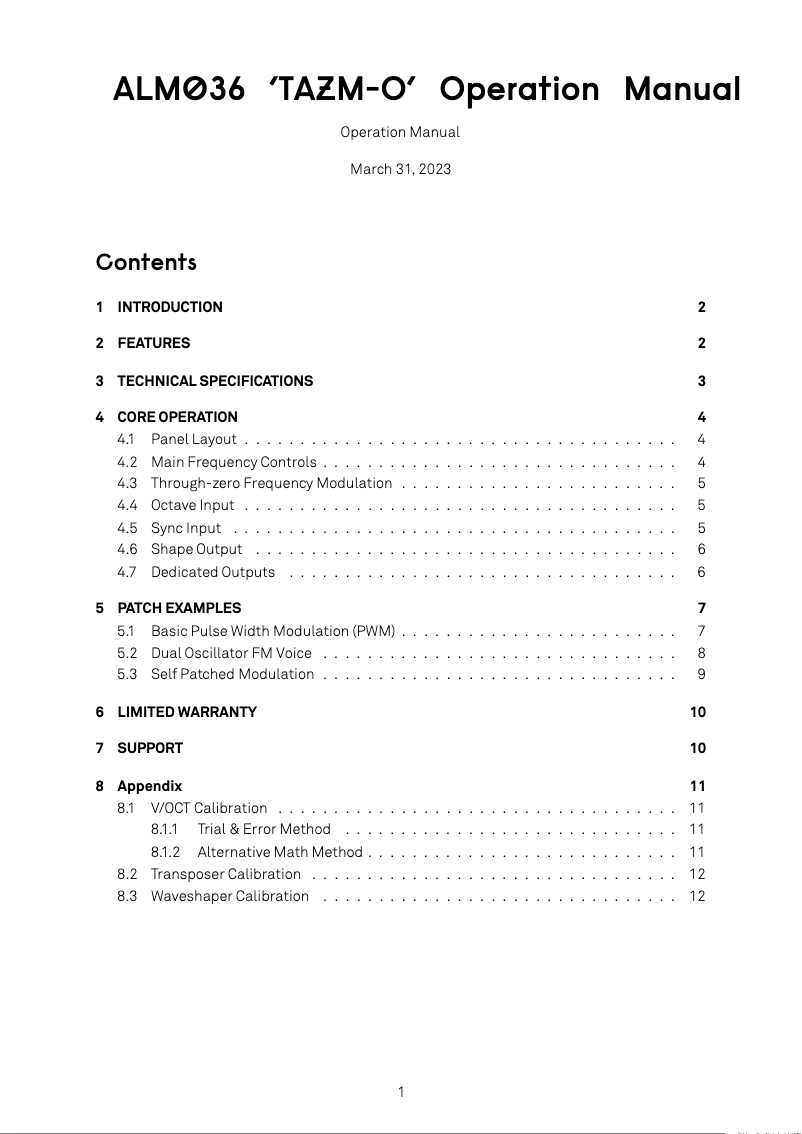 Page n°1 - Manuel utilisateur ALM TAZM-O ALM-036