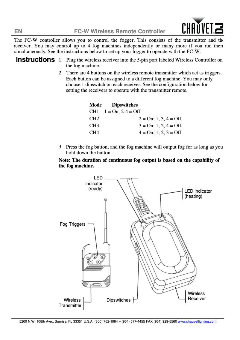 Page 1 de la notice Manuel utilisateur Chauvet FC-W