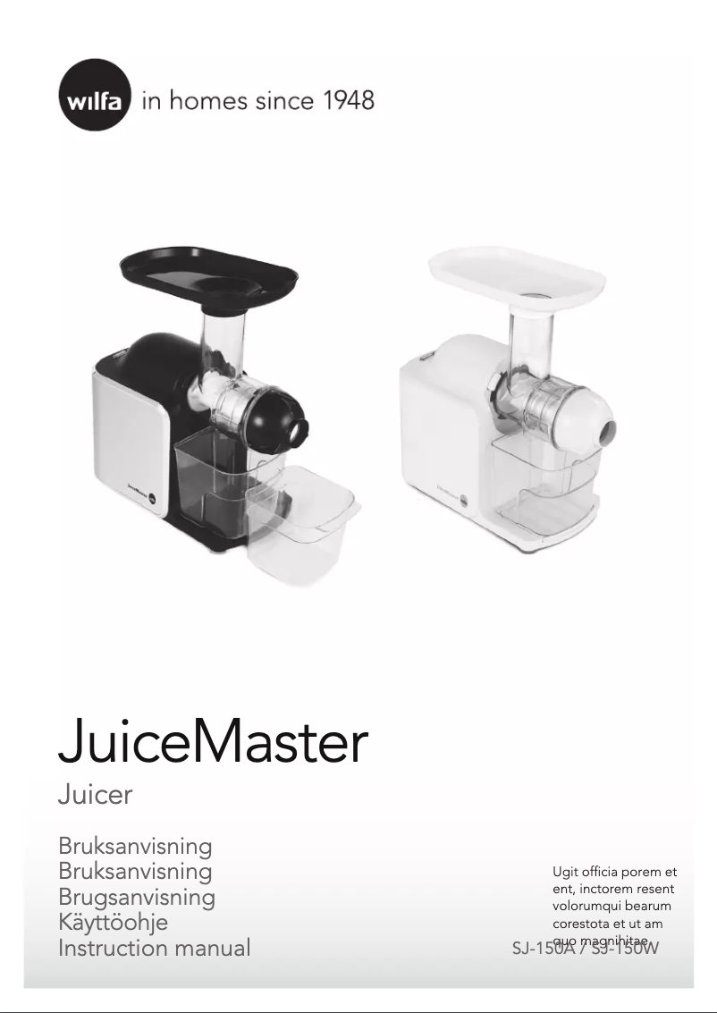Page 1 de la notice Manuel utilisateur Wilfa JuiceMaster SJ-150W