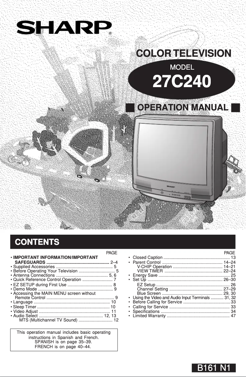 Page n°1 - Manuel utilisateur Sharp 27C240