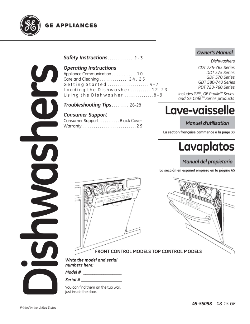 Imagen de la primera página del manual del dispositivo DDT575SMFES