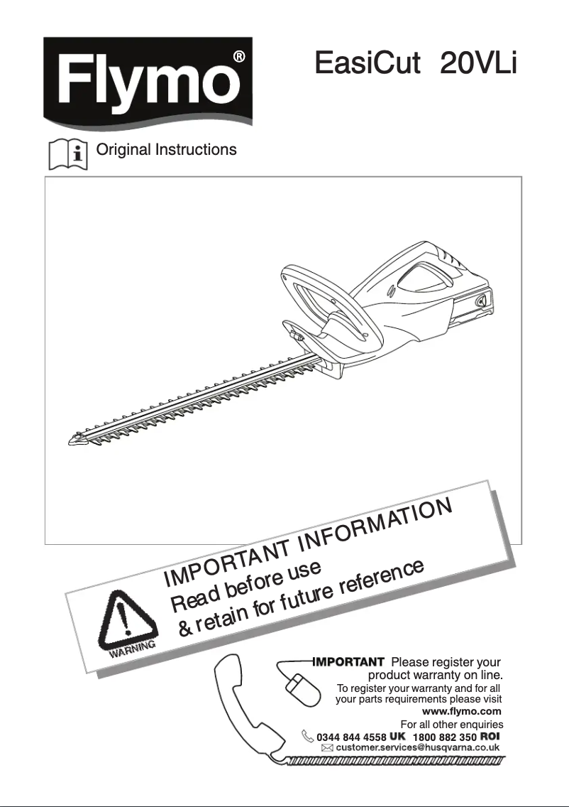 Page 1 de la notice Manuel utilisateur Flymo EasiCut Cordless 20V Li