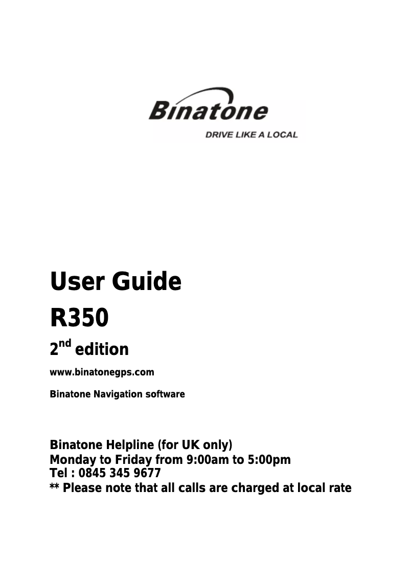 Page 1 de la notice Manuel utilisateur Binatone R350