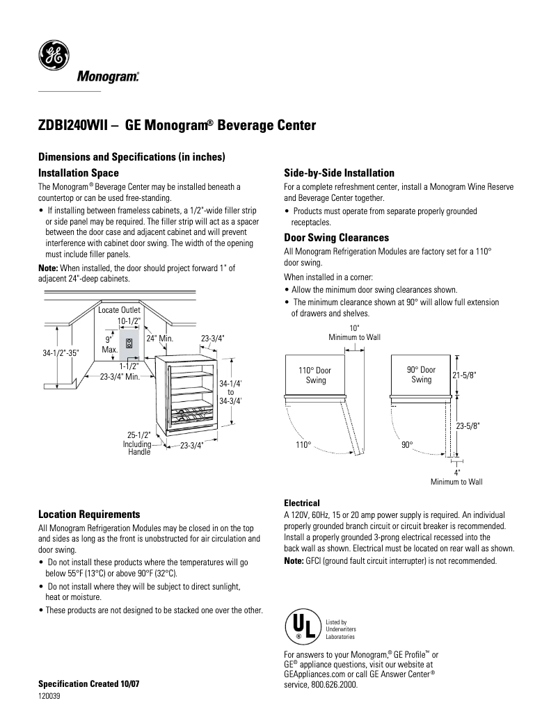 Imagen de la primera página del manual del dispositivo ZDBI240WII