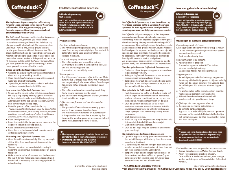 Page n°1 - Manuel utilisateur ECOPAD COFFEEDUCK