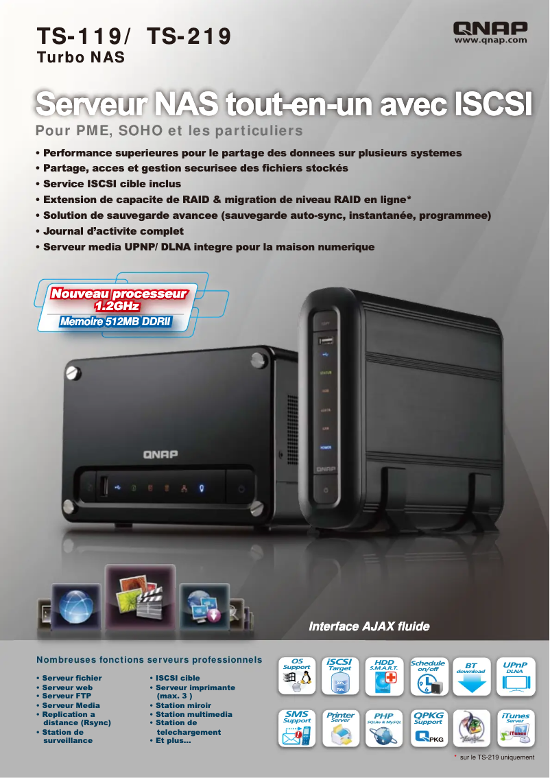 Página 1 del manual Ficha técnica QNAP TS-219