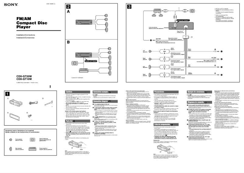 Page n°1 - Guide d'installation Sony CDX-GT10W