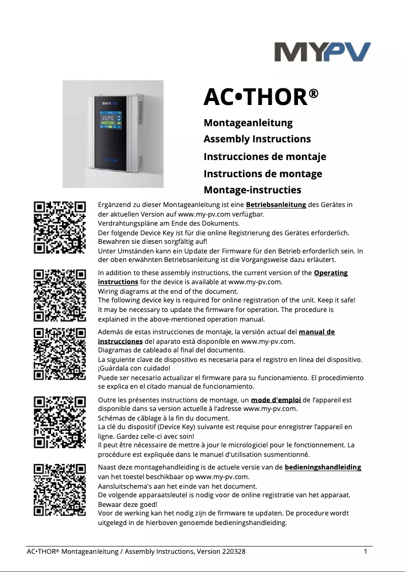 Page n°1 - Manuel utilisateur My-PV AC-THOR