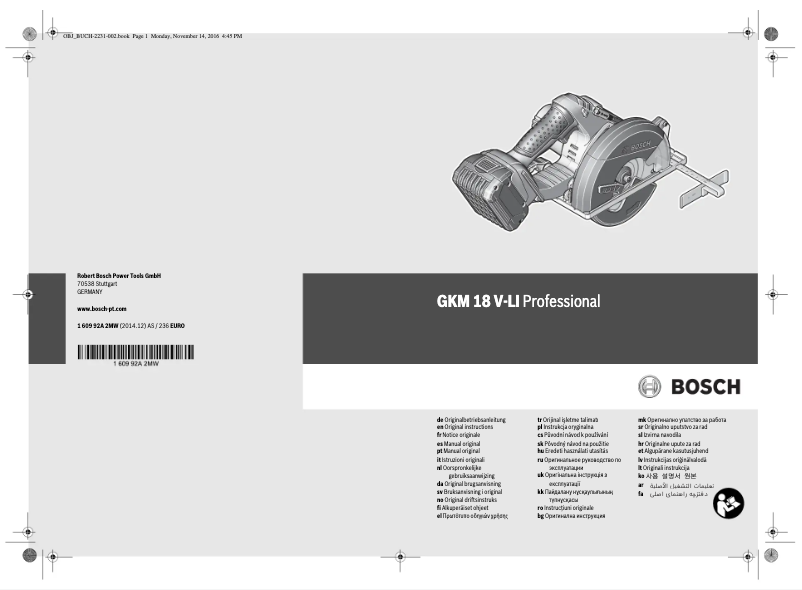 Page 1 de la notice Manuel utilisateur Bosch GKM 18 V-LI