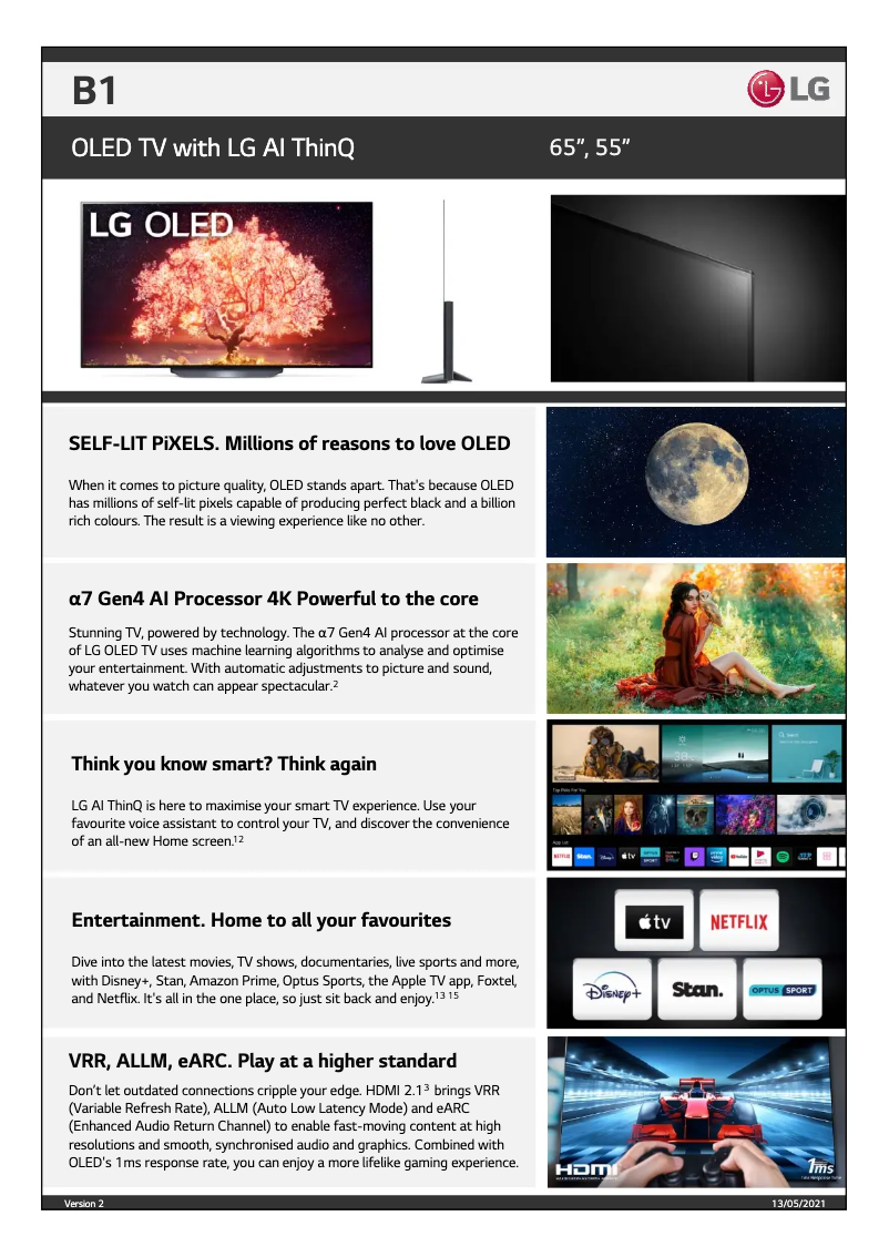 Page n°1 - Fiche technique LG OLED55B1PTA