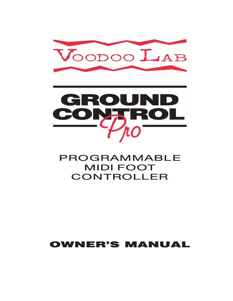 Page 1 de la notice Manuel utilisateur Voodoo Lab Ground Control Pro