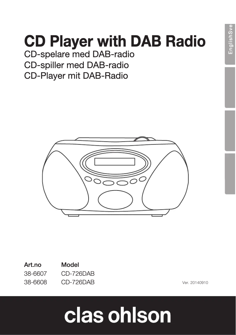 Page n°1 - Manuel utilisateur Clas Ohlson CD-726DAB