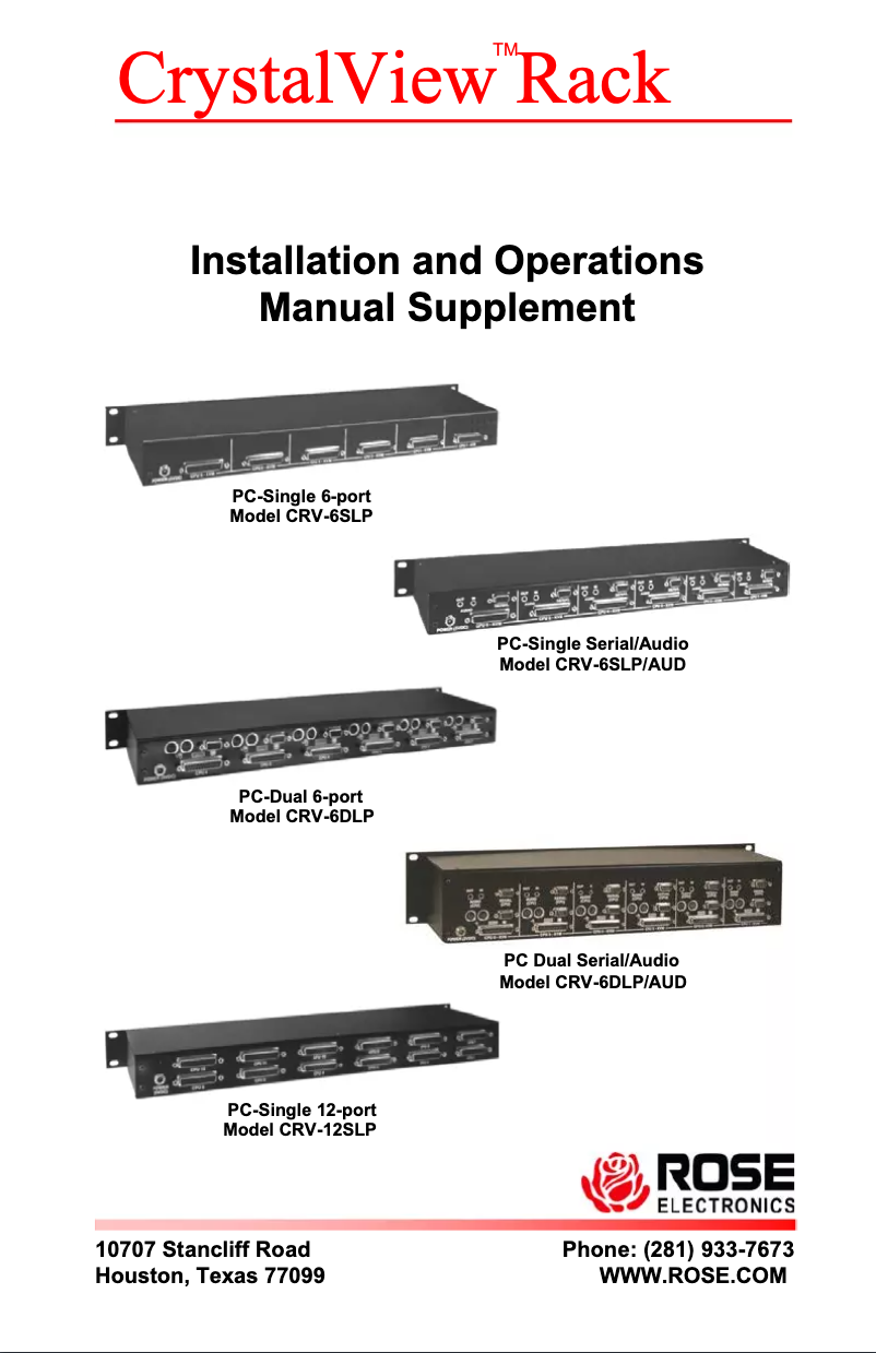 Page 1 of the manual User Manual Rose CrystalView CAT5 Rack