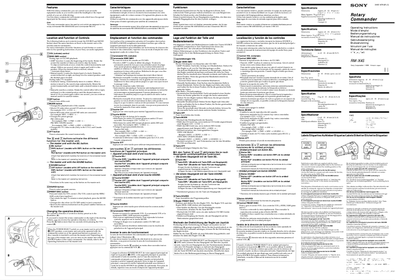 Page n°1 - Manuel utilisateur Sony XR-C8220