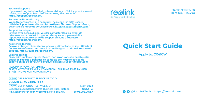 Image de la première page du manuel de l'appareil CX410W