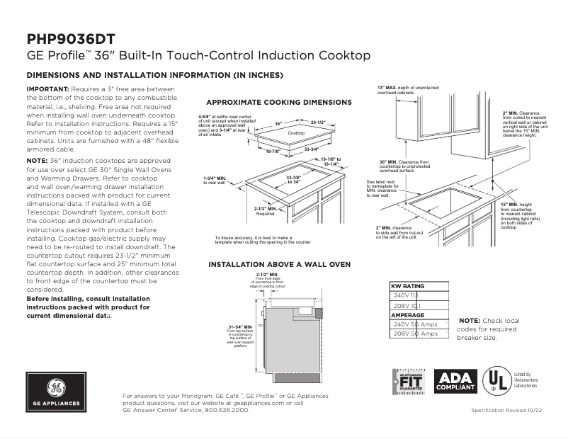 Image de la première page du manuel de l'appareil Profile PHP9036DTBB