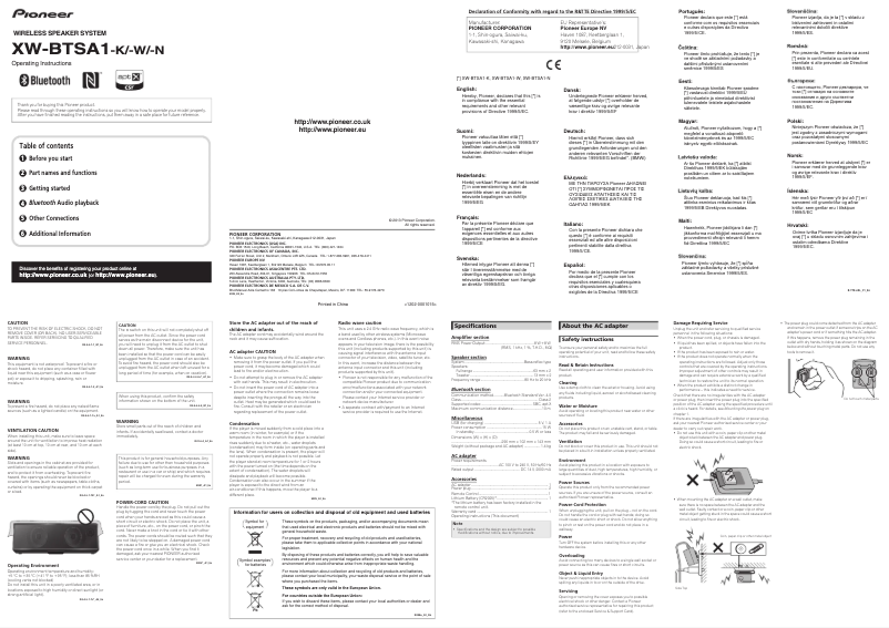 Image de la première page du manuel de l'appareil XW-BTSA1-N