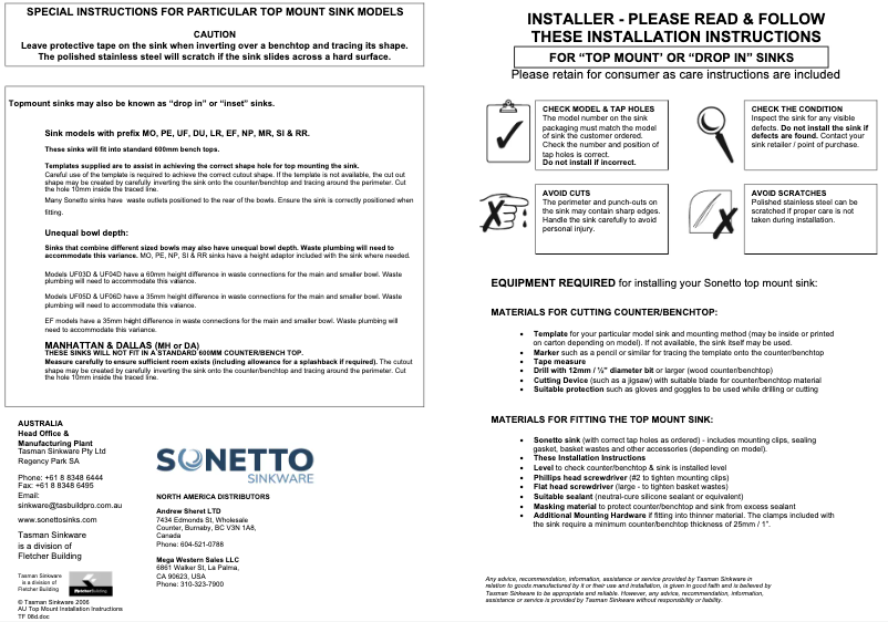 Página 1 del manual Guía de instalación Oliveri DZ122