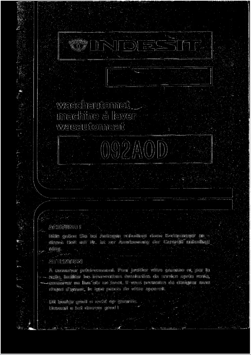 Image de la première page du manuel de l'appareil 092 AOD