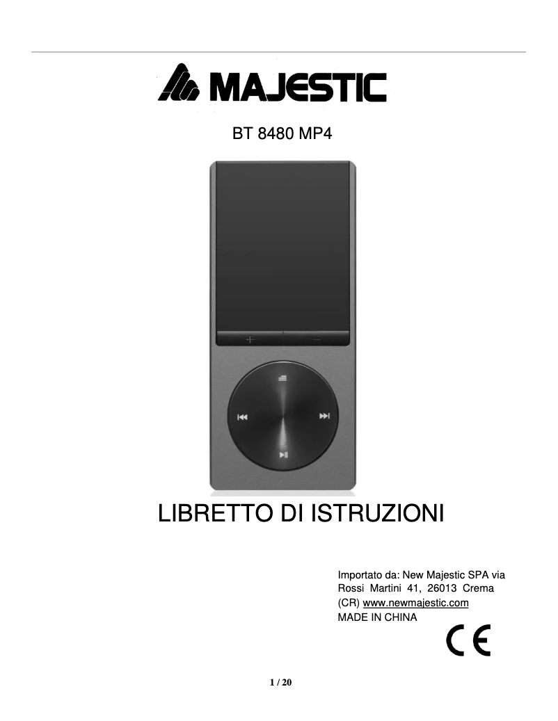 Page 1 de la notice Manuel utilisateur Majestic BT-8480