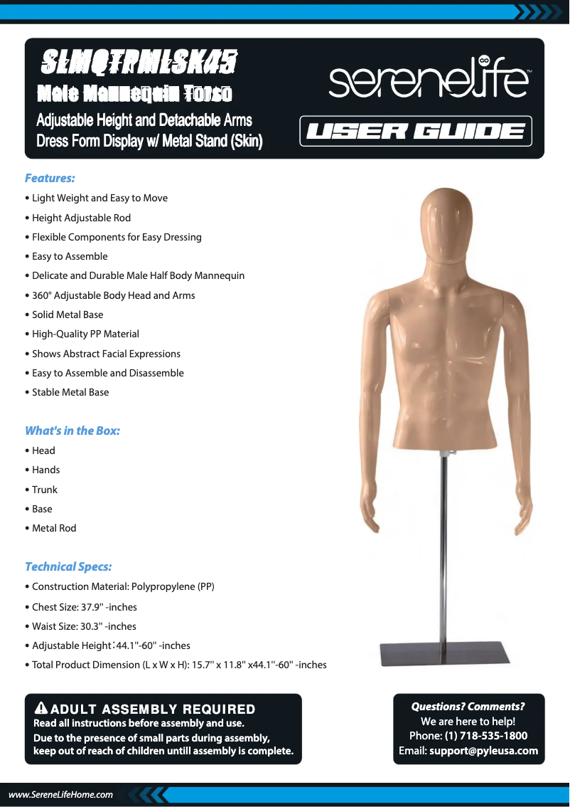 Page 1 de la notice Manuel utilisateur SereneLife SLMQTPMLSK45