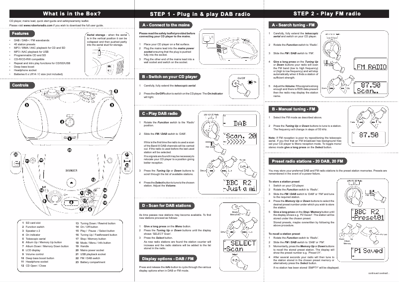 Page 1 de la notice Manuel utilisateur Roberts Zoombox 3