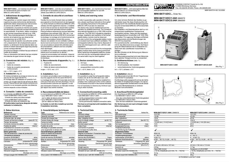 Image de la première page du manuel de l'appareil MINI-BAT/12DC/2.6AH