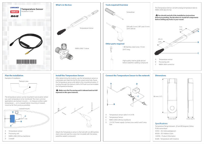 Page 1 de la notice Manuel utilisateur Simrad Temperature Sensor