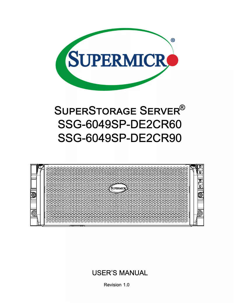 Image de la première page du manuel de l'appareil SuperStorage SSG-6049SP-DE2CR90
