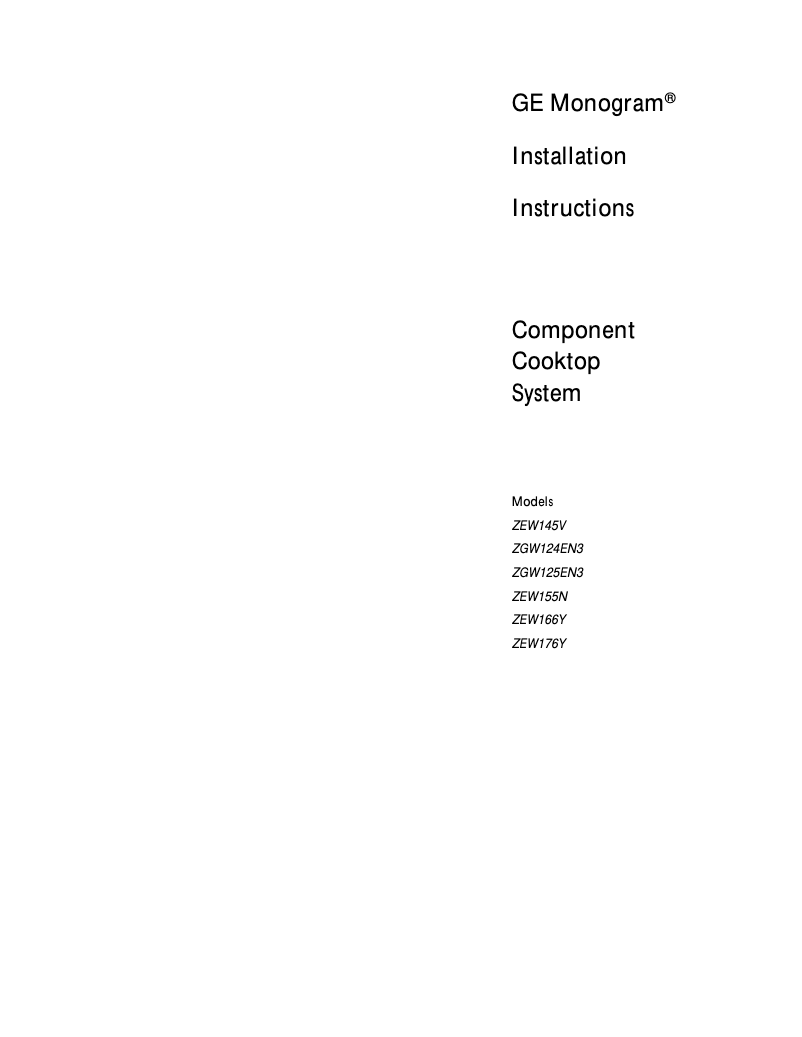 Image de la première page du manuel de l'appareil ZGW124ENSS