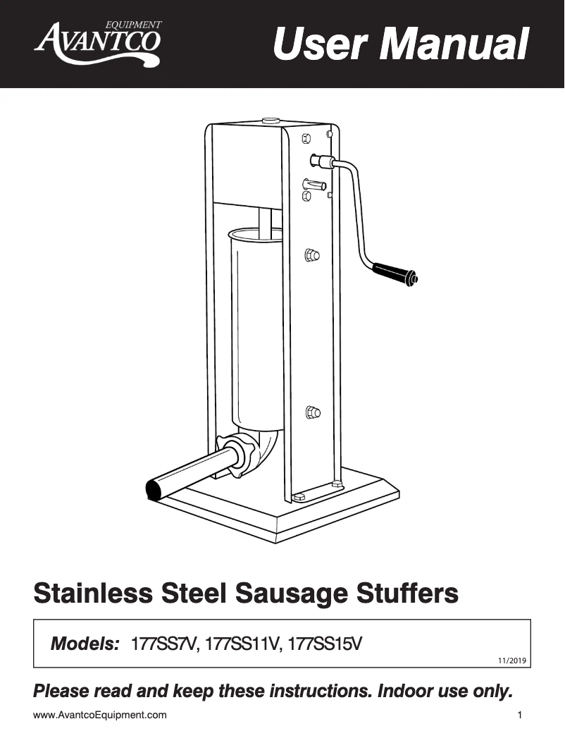 Page 1 de la notice Manuel utilisateur Avantco 177SS7V