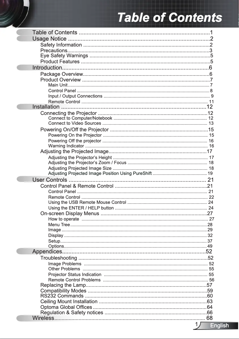 Page 1 de la notice Manuel utilisateur Optoma TW766W