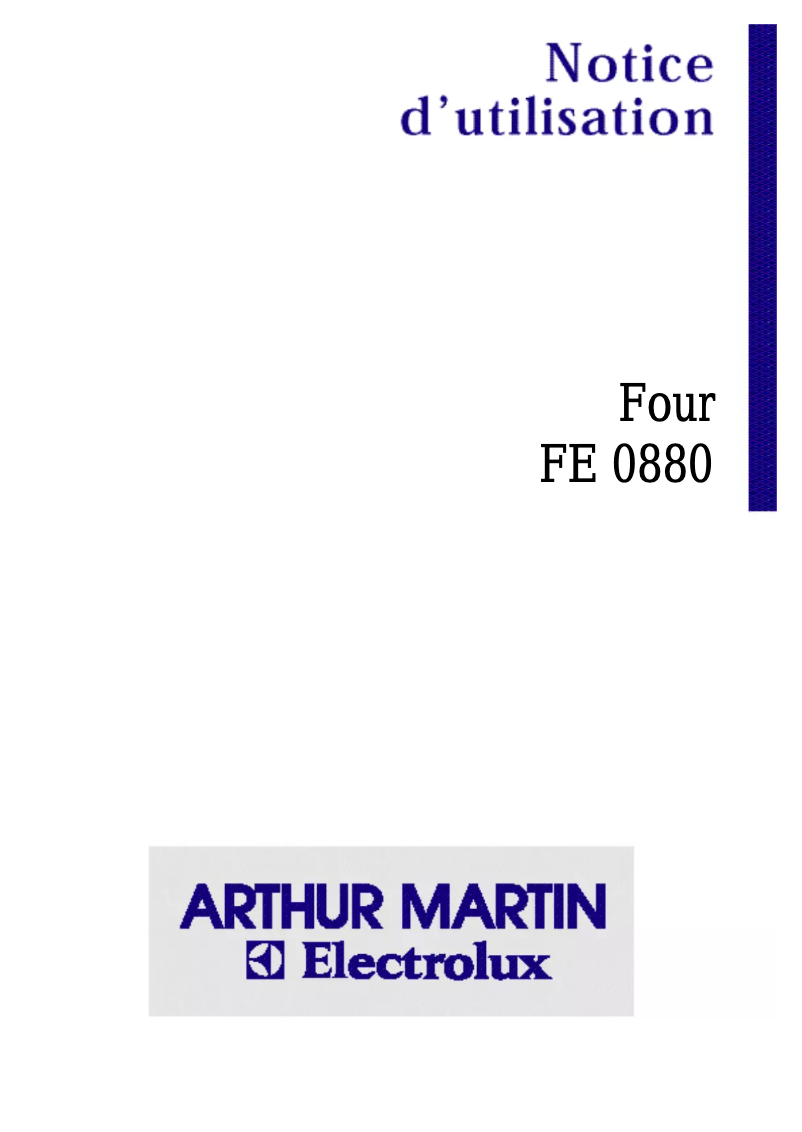 Page n°1 - Manuel utilisateur Arthur Martin-Electrolux FE 0880 W1