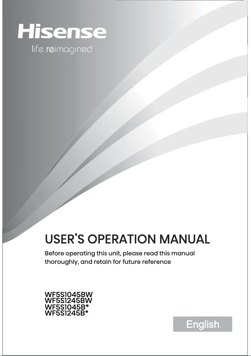 Page 1 de la notice Manuel utilisateur Hisense WF5S1245BB