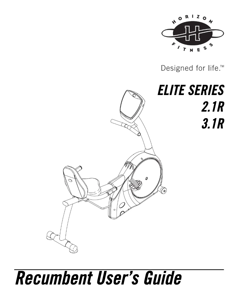 Page 1 de la notice Manuel utilisateur Horizon Fitness Elite 3.1R
