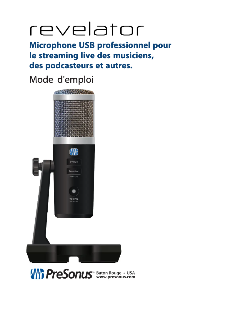 Page n°1 - Manuel utilisateur PreSonus Revelator