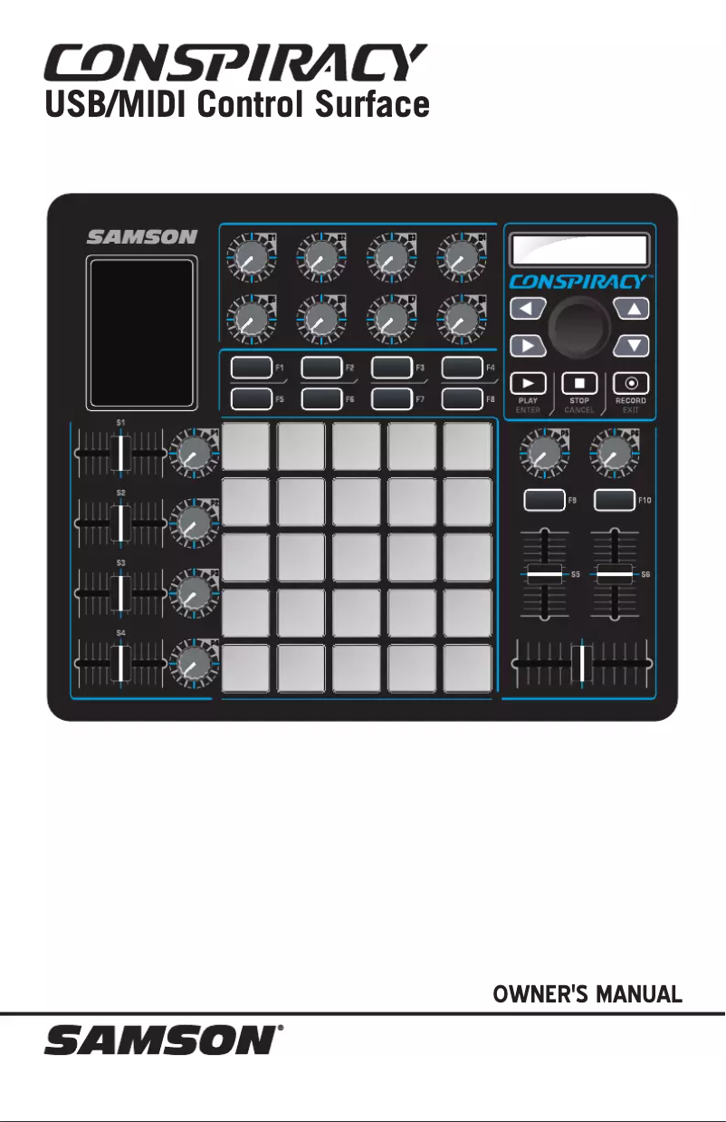 Page 1 de la notice Manuel utilisateur Samson Conspiracy