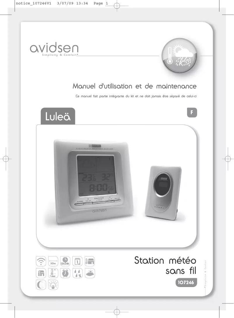 Página 1 del manual Manual de usuario Avidsen Lulea 107246