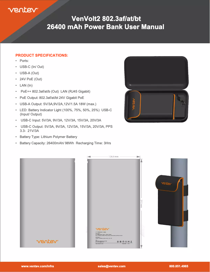 Page n°1 - Manuel utilisateur Ventev VenVolt 2